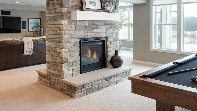 Majestic See-Through 36 direct vent gas fireplace, two room view