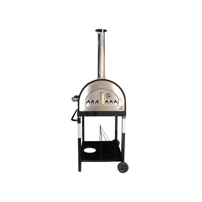 WPPO Black 25 Inch Traditional Dual-Fueled Pizza Oven With Gas Attachment