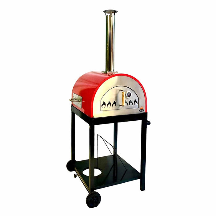 WPPO Red 25-Inch Traditional Dual-Fueled Pizza Oven With Gas Attachment
