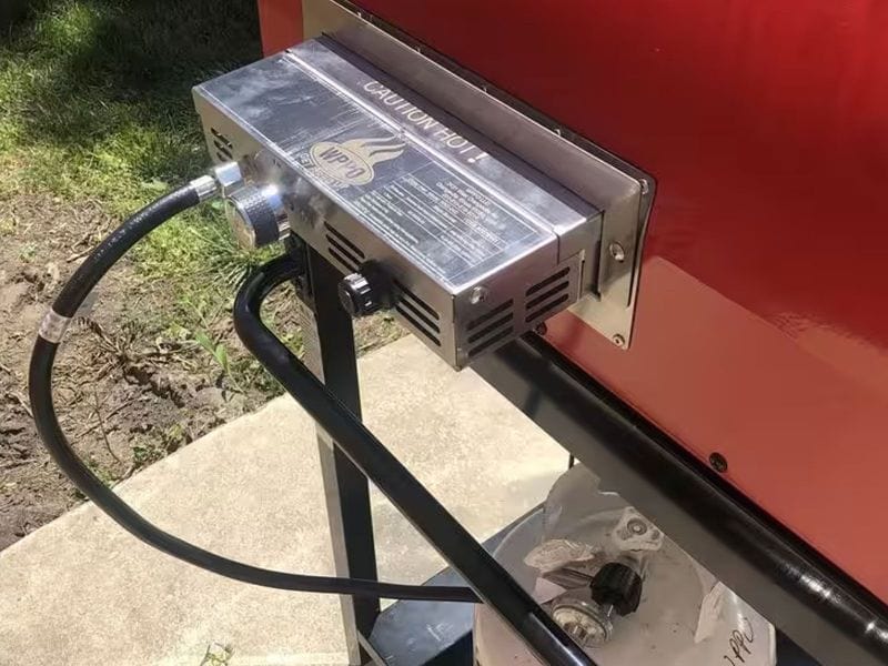 WPPO Red 25-Inch Traditional Dual-Fueled Pizza Oven With Gas Attachment