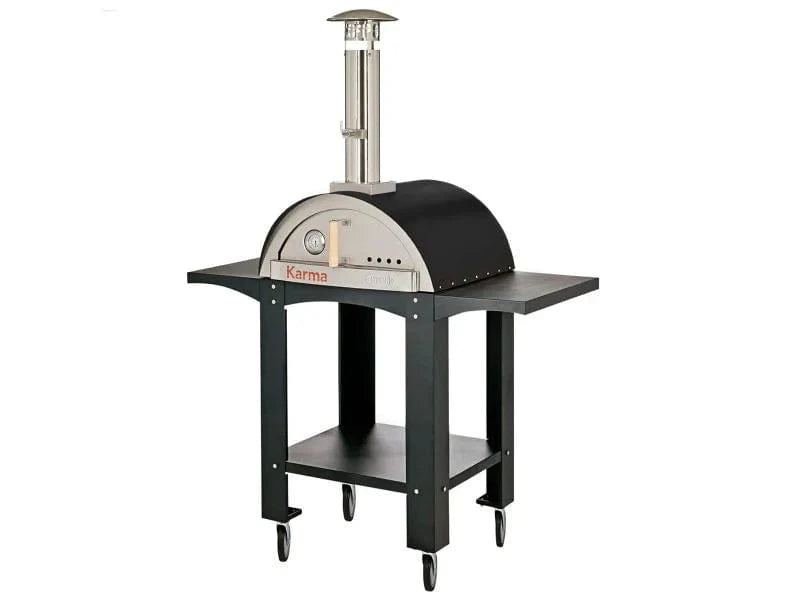 WPPO Stainless Steel Cart for Karma 25-Inch Wood Fired Pizza Oven - Black