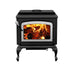 Drolet Escape 1800 Wood Stove On Legs With Brushed Nickel Door
