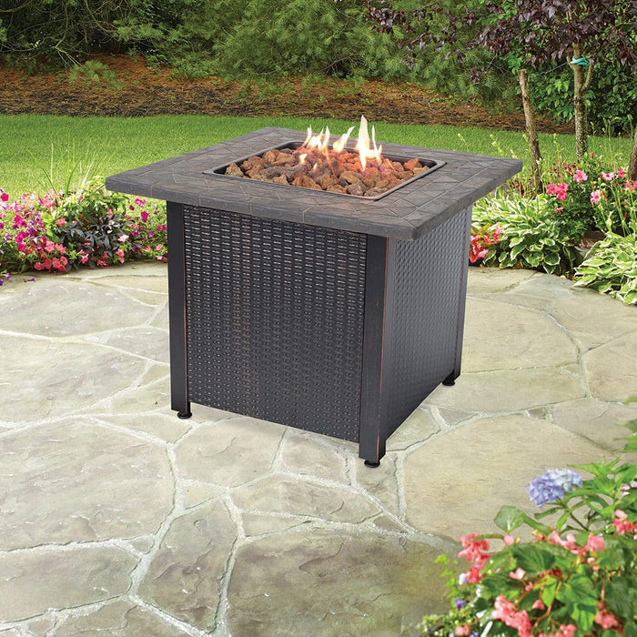 Endless Summer Liquid Propane Gas Outdoor Fire Pit with Resin Mantel
